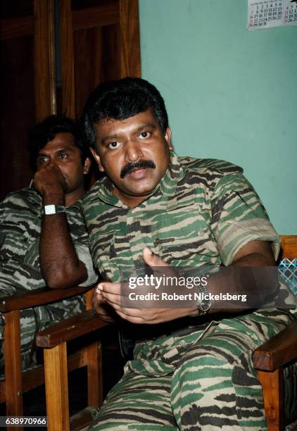 Founder and leader of the Liberation Tigers of Tamil Eelam , Velupillai Prabhakaran , speaks with Time magazine reporter Anita Pratap on March 27,...