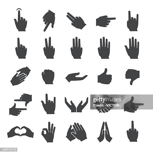 gesture icons set - smart series - v sign stock illustrations