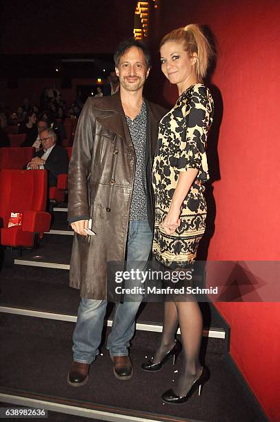 Michael Ostrowski and Hilde Dalik attend the 'Die Hoelle' Vienna Premiere at Cineplexx Wienerberg cinema on January 16, 2017 in Vienna, Austria.