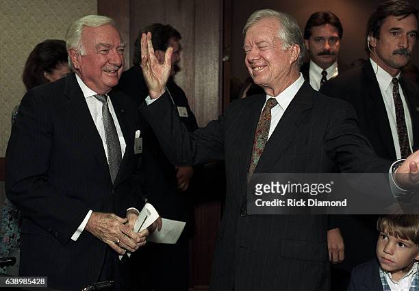 Atlanta - Circa October 1994: CBS NEWS Anchor Walter Cronkite attends Former President Jimmy Carter surprise 70th. Birthday party at The Carter...