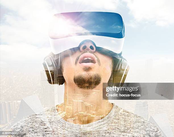 double exposure vr headset - vr headset isolated stock pictures, royalty-free photos & images