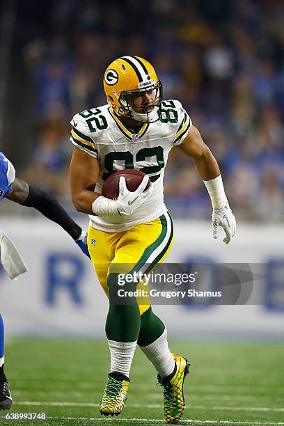 Richard Rodgers of the Green Bay Packers plays against the Detroit Lions at Ford Field on January 1, 2017 in Detroit, Michigan.