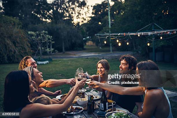friends don't let friends drink wine alone - christmas bbq stock pictures, royalty-free photos & images