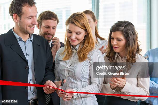 opening ceremony with ribbon cutting - opening ceremony stock pictures, royalty-free photos & images