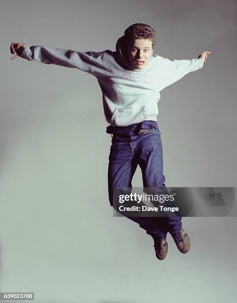 Studio portrait of Ed Simons from electronic music duo The Chemical Brothers, United Kingdom, 1997.