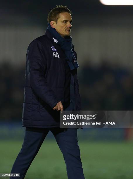 Neal Ardley manager of AFC Wimbledon during The Emirates FA Cup Third Round Replay match between AFC Wimbledon and Sutton United at The Cherry Red...