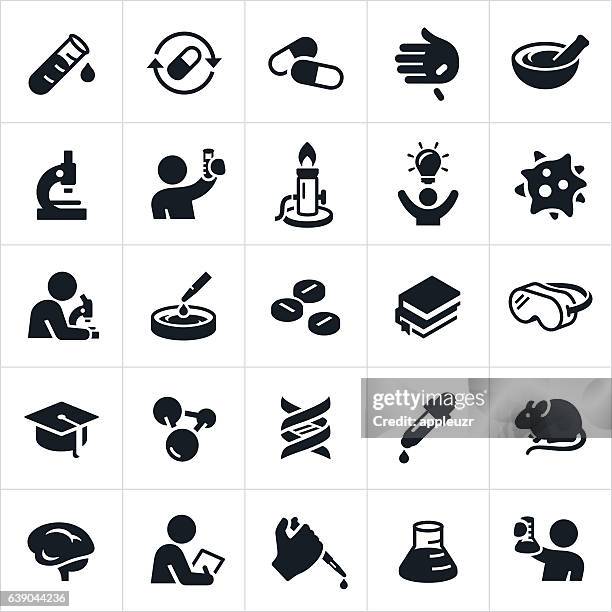biomedical science and laboratory icons - medical research stock illustrations