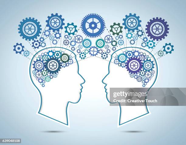 human brain and communication concept - mind reading stock illustrations