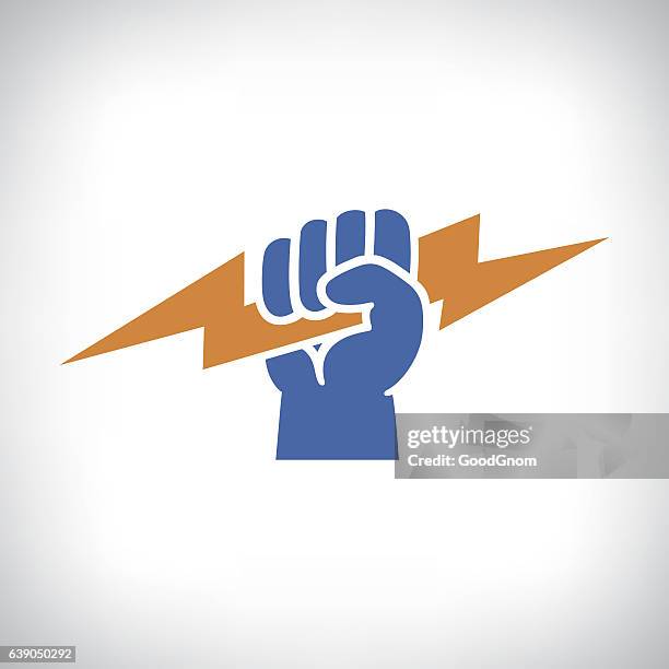 hand with lightning - fist stock illustrations