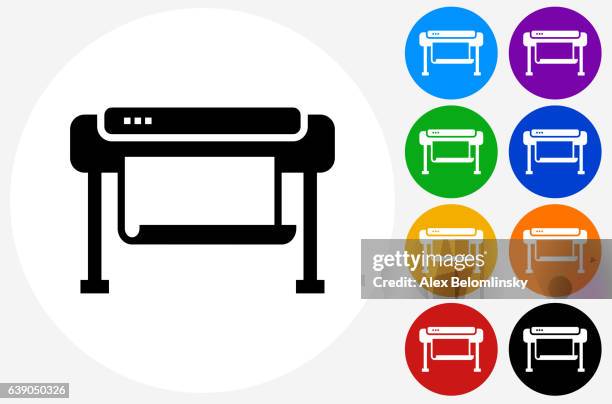 smartboard icon on flat color circle buttons - interactive whiteboard icon stock illustrations