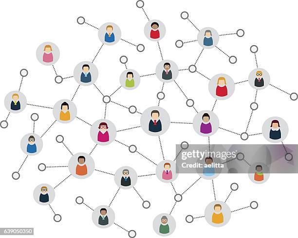 social network scheme, which contains people connected to each other. - other stock illustrations