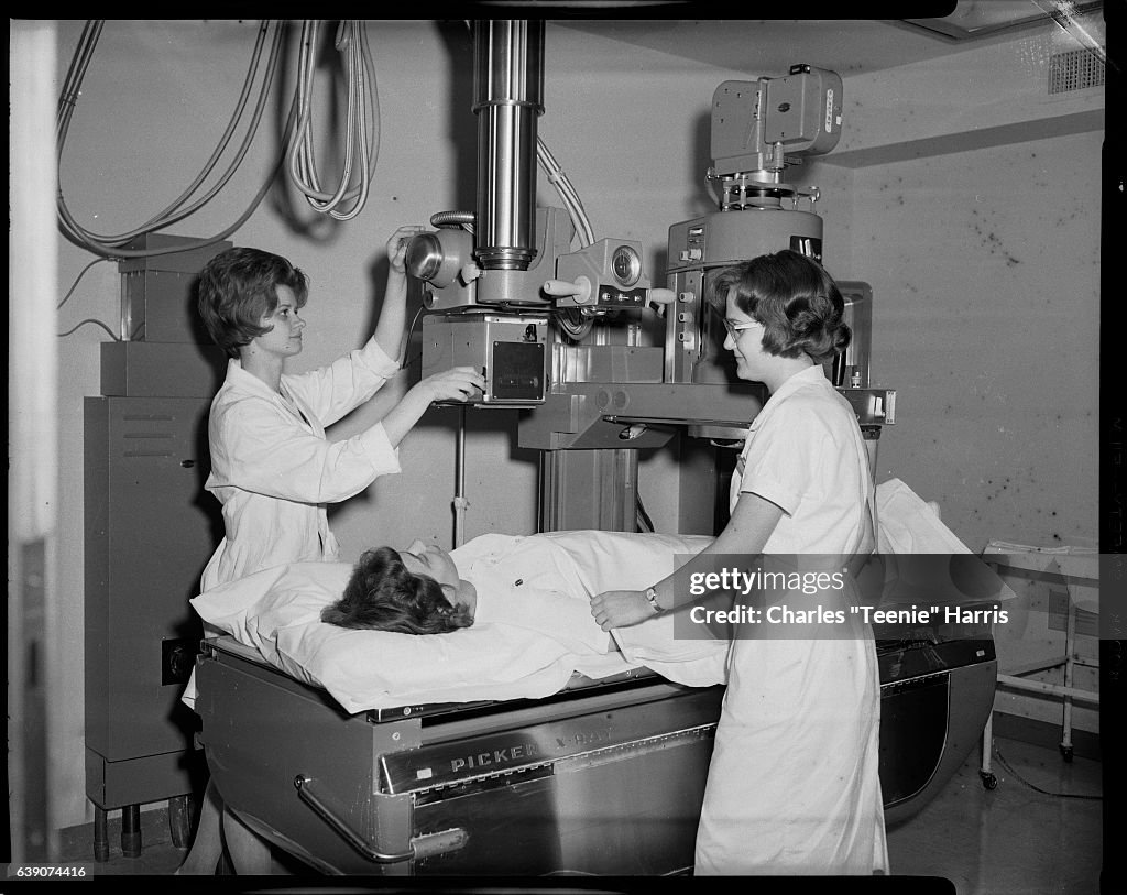 Woman Getting Chest X-Ray