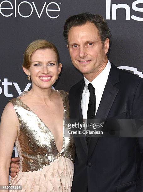 Actors Mireille Enos and Tony Goldwyn attend The 2017 InStyle and Warner Bros. 73rd Annual Golden Globe Awards Post-Party at The Beverly Hilton Hotel...