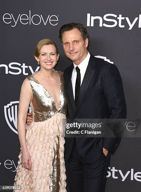 Actors Mireille Enos and Tony Goldwyn attend The 2017 InStyle and Warner Bros. 73rd Annual Golden Globe Awards Post-Party at The Beverly Hilton Hotel...