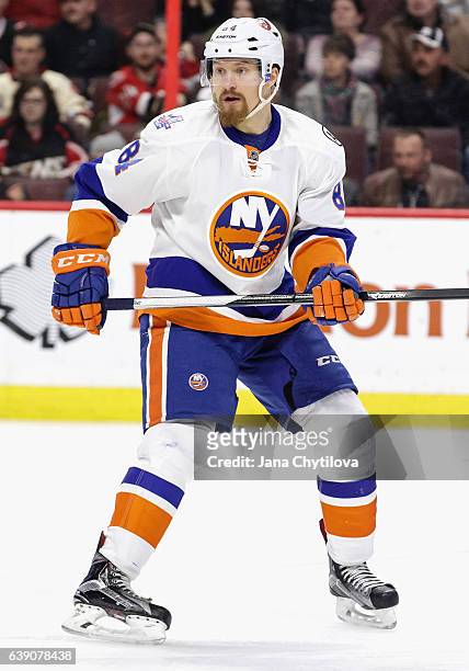 Mikhail Grabovski of the New York Islanders plays in the game against the Ottawa Senators at Canadian Tire Centre on January 22, 2016 in Ottawa,...