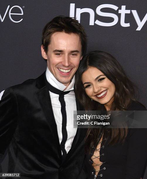 Actors Victoria Justice and Reeve Carney arrive at the 18th Annual Post-Golden Globes Party hosted by Warner Bros. Pictures and InStyle at The...