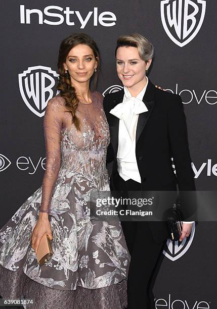 Actresses Angela Sarafyan and Evan Rachel Wood attend the 18th Annual Post-Golden Globes Party hosted by Warner Bros. Pictures and InStyle at The...