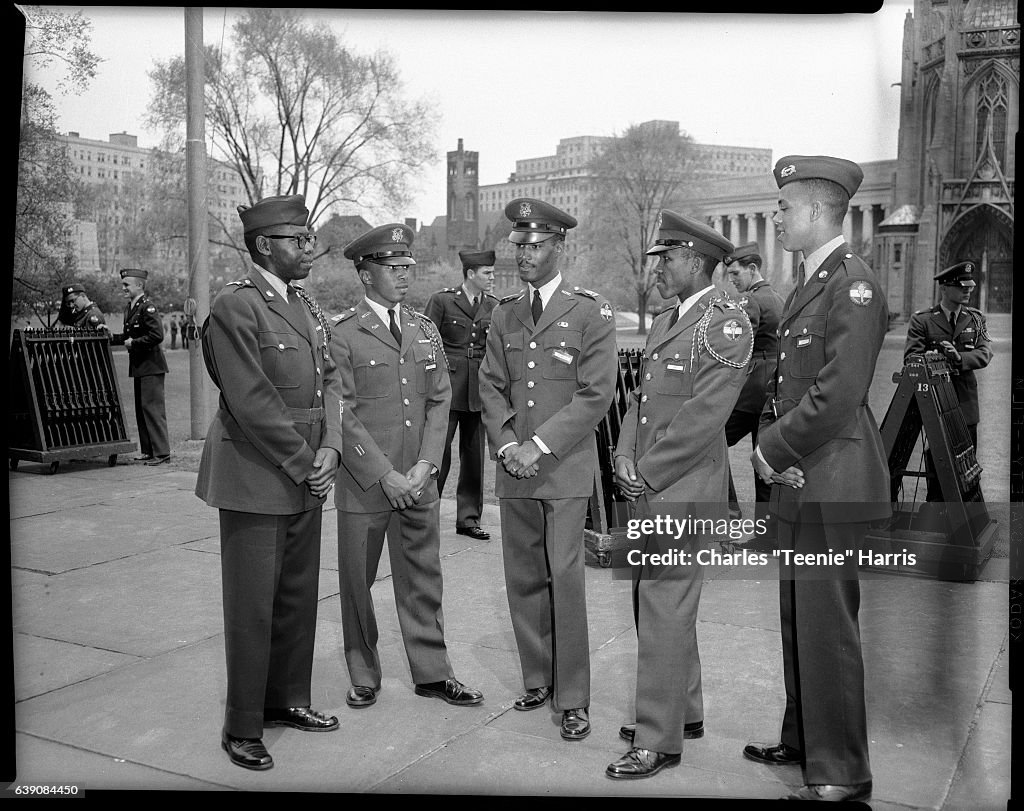 Pittsburgh Rotc Five men dressed in US Army uniforms with patches and pins inscribed ...