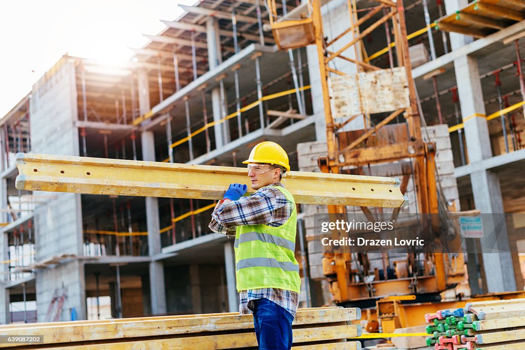 Construction worker on the construction site