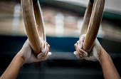 Athlete using gymnastics rings