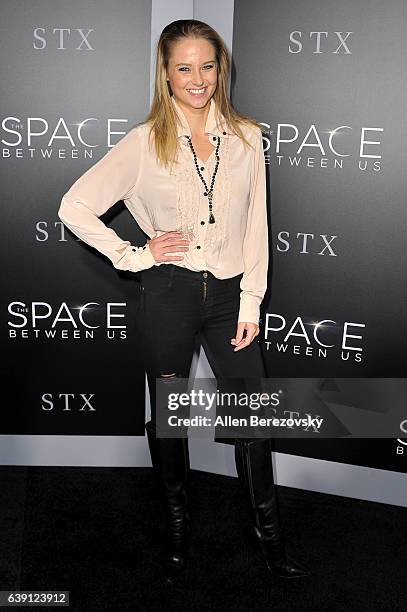 Model Genevieve Morton attends the premiere of STX Entertainment's "The Space Between Us" at ArcLight Hollywood on January 17, 2017 in Hollywood,...