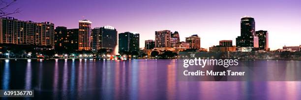 lake eola park and orlando skyline - downtown orlando stock pictures, royalty-free photos & images