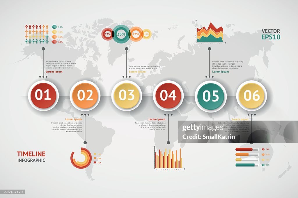 Multi World Timeline Timeline Vector Infographic World Map High-Res Vector Graphic - Getty ...