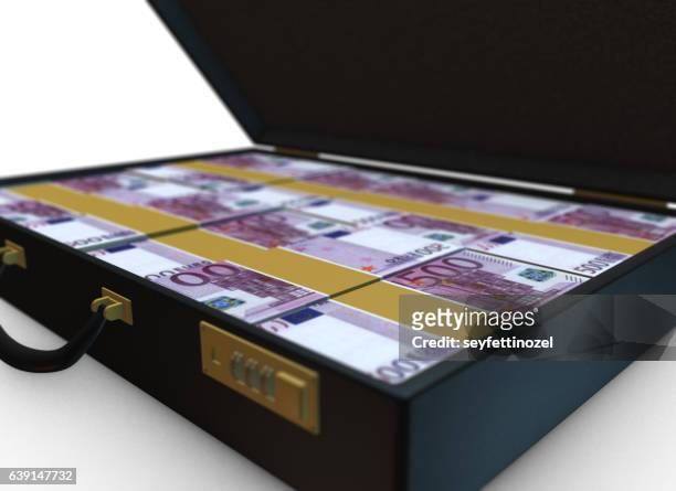 money in briefcase -  500 euro - open suitcase stock illustrations