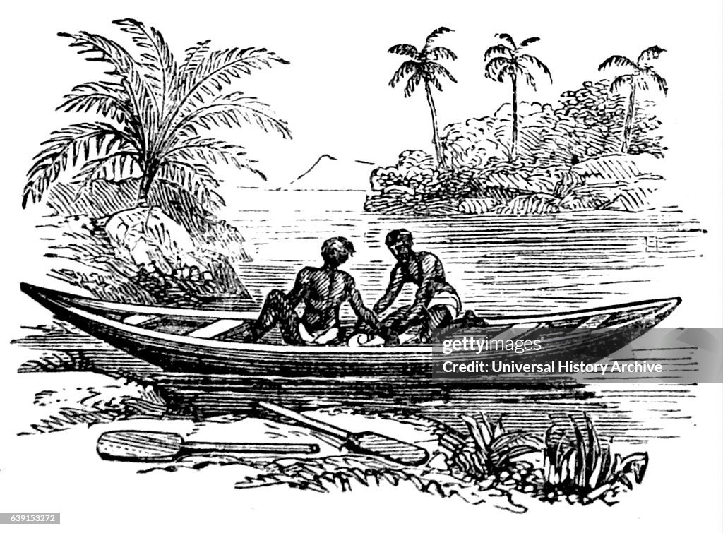 A canoe being used by Island Caribs.