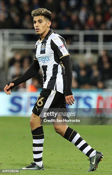 Yasin Ben El-Mhanni of Newcastle United during the FA Cup third round replay between Newcastle United and Birmingham City at St James' Park on...