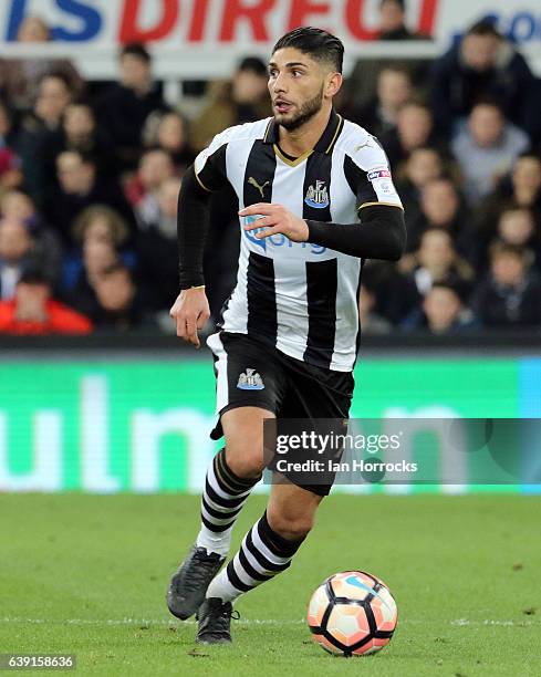 Achraf Lazaar of Newcastle United during the FA Cup third round replay between Newcastle United and Birmingham City at St James' Park on January 18,...