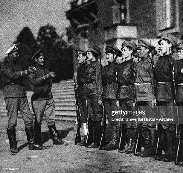 Photograph of the First Women's Battalion of Death during the Russian Revolution. Dated 20th Century.