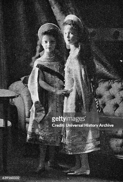 Photographic portrait of the Grand Duchess Olga Nikolaevna of Russia and Grand Duchess Tatiana Nikolaevna of Russia the two eldest children of...