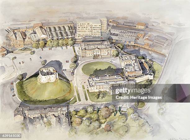 Clifford's Tower, York, c2010. Reconstruction drawing of contemporary aerial view. Clifford's Tower is the largest remaining part of York Castle,...