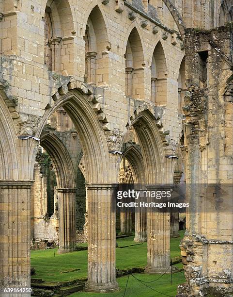 Rievaulx Abbey, North Yorkshire, c1990-2010. The arches and buttresses of the north side of the abbey. A former Cistercian abbey in the North York...