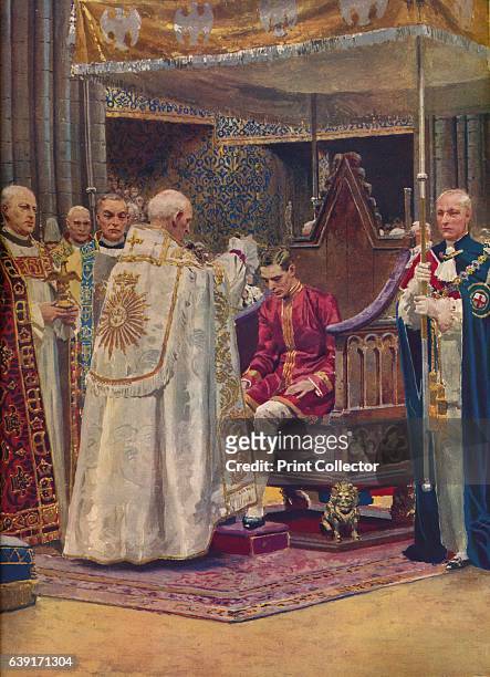 The Archbishop Making the Sign of the Cross on the King's Head, 1937. From The Illustrated London News, Volume 190. [ The Illustrated London News and...