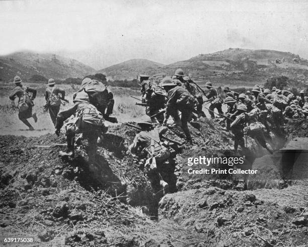 The beginning of an advance on the Turkish positions', 1915. The Gallipoli Campaign, also known as the Dardanelles Campaign, the Battle of Gallipoli...