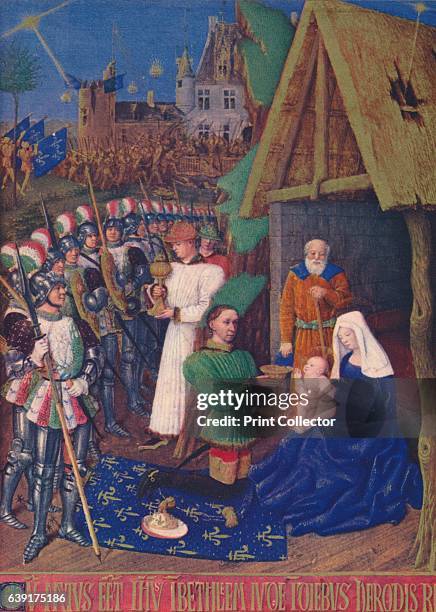 The Adoration of the Magi', c1455, . The illustration is part of the manuscript Livre d'heures d'Etienne Chevalier by Jean Fouquet. Forty pages of it...