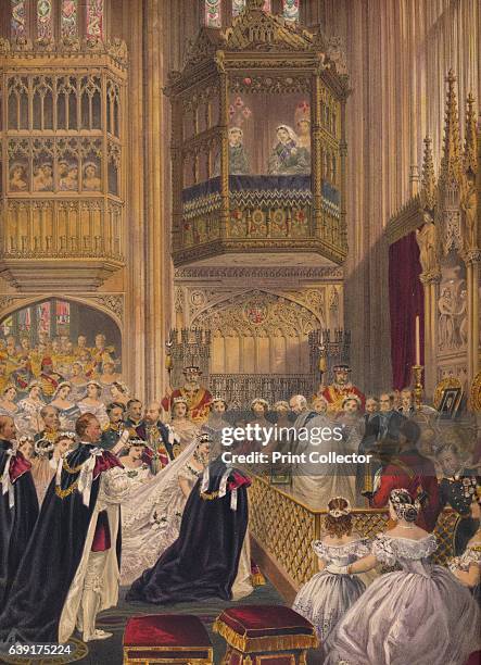 The Marriage', 1863. Edward VII married Alexandra of Denmark at St George's Chapel, Windsor Castle, 10th March, 1863. From A Memorial of the Marriage...