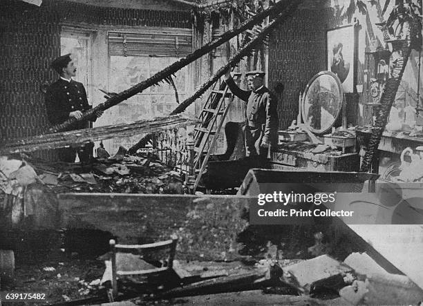 The interior of one of the wrecked houses in Southend', 1915. The destruction caused by a German Zeppelin attack, 10th May 1915. From The Manchester...