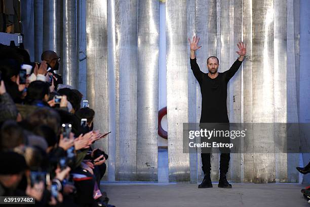 Designer Boris Bidjan Saberi walks the runway during the Boris Bidjan Saberi Menswear Fall/Winter 2017-2018 show as part of Paris Fashion Week on...