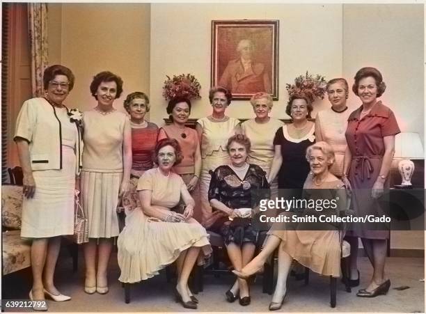 Women members of the United States Congress gathered for a group portrait in Washington, D.C. : Senator Maurine Neuberger of Oregon, Representative...