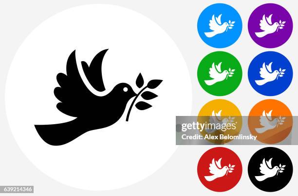 stockillustraties, clipart, cartoons en iconen met dove icon on flat color circle buttons - peace dove