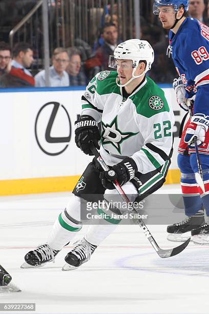 Jiri Hudler of the Dallas Stars skates against the New York Rangers at Madison Square Garden on January 17, 2017 in New York City. The Dallas Stars...