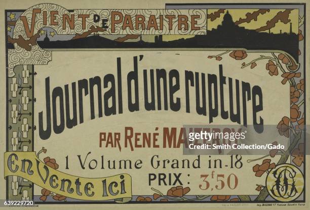 Poster advertising the novel "Journal d'une rupture" in french, 1903. From the New York Public Library. .