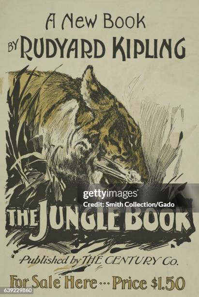 Poster advertising the novel "The Jungle Book" by Rudyard Kipling, 1903. From the New York Public Library. .