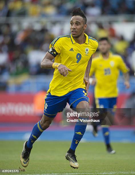 Pierre Emerick Aubameyang of Gabon during the Group A match between Gabon and Burkina Faso at Stade de L'Amitie on January 18, 2017 in Libreville,...