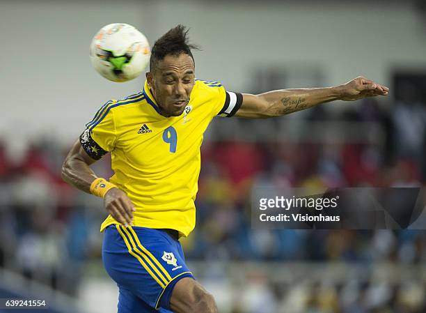 Pierre Emerick Aubameyang of Gabon during the Group A match between Gabon and Burkina Faso at Stade de L'Amitie on January 18, 2017 in Libreville,...