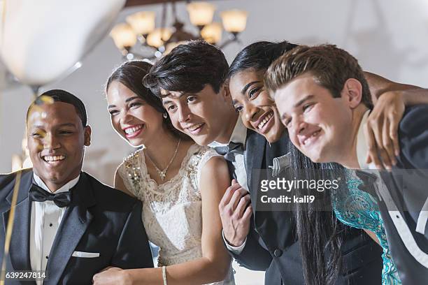teenagers and young adults in formalwear - prom photo imagens e fotografias de stock