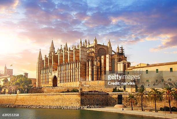 the cathedral of santa maria of palma - majorca stock pictures, royalty-free photos & images